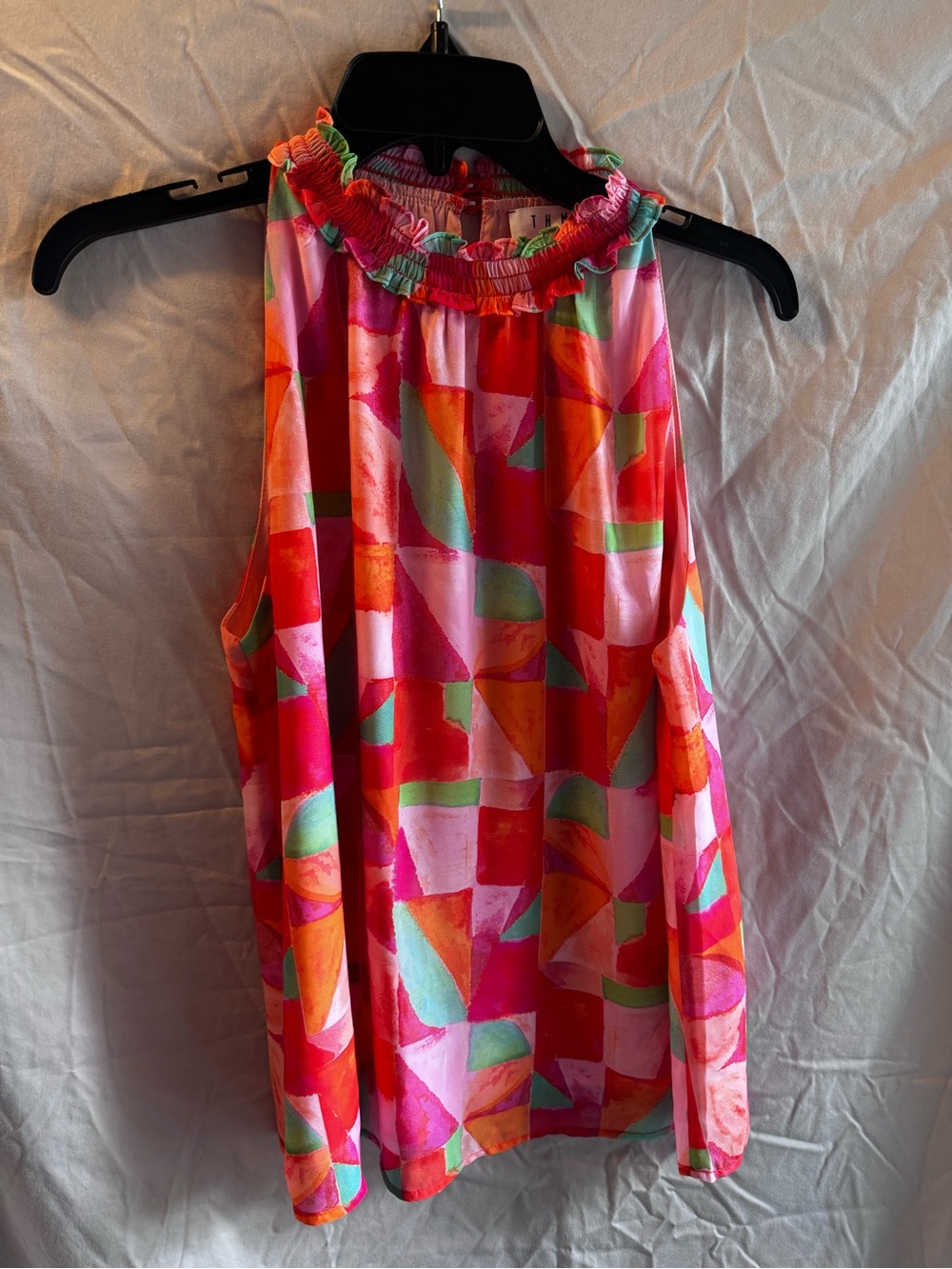THML Pink & Orange Geometric Halter Camisole